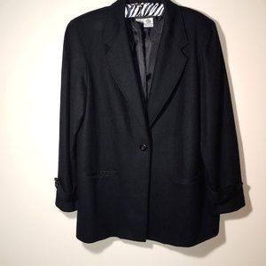 Vintage Requirements One Button Wool Blazer Jacket in Black Size 12
